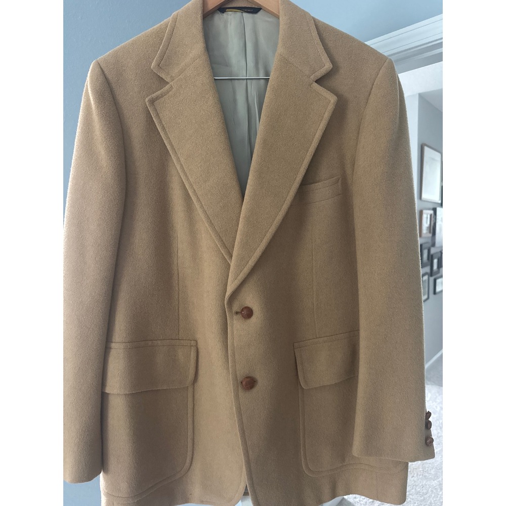 Vintage Kingsridge H Strauss Men's 46L 100% Camel Hair Overcoat Tan Long Coat